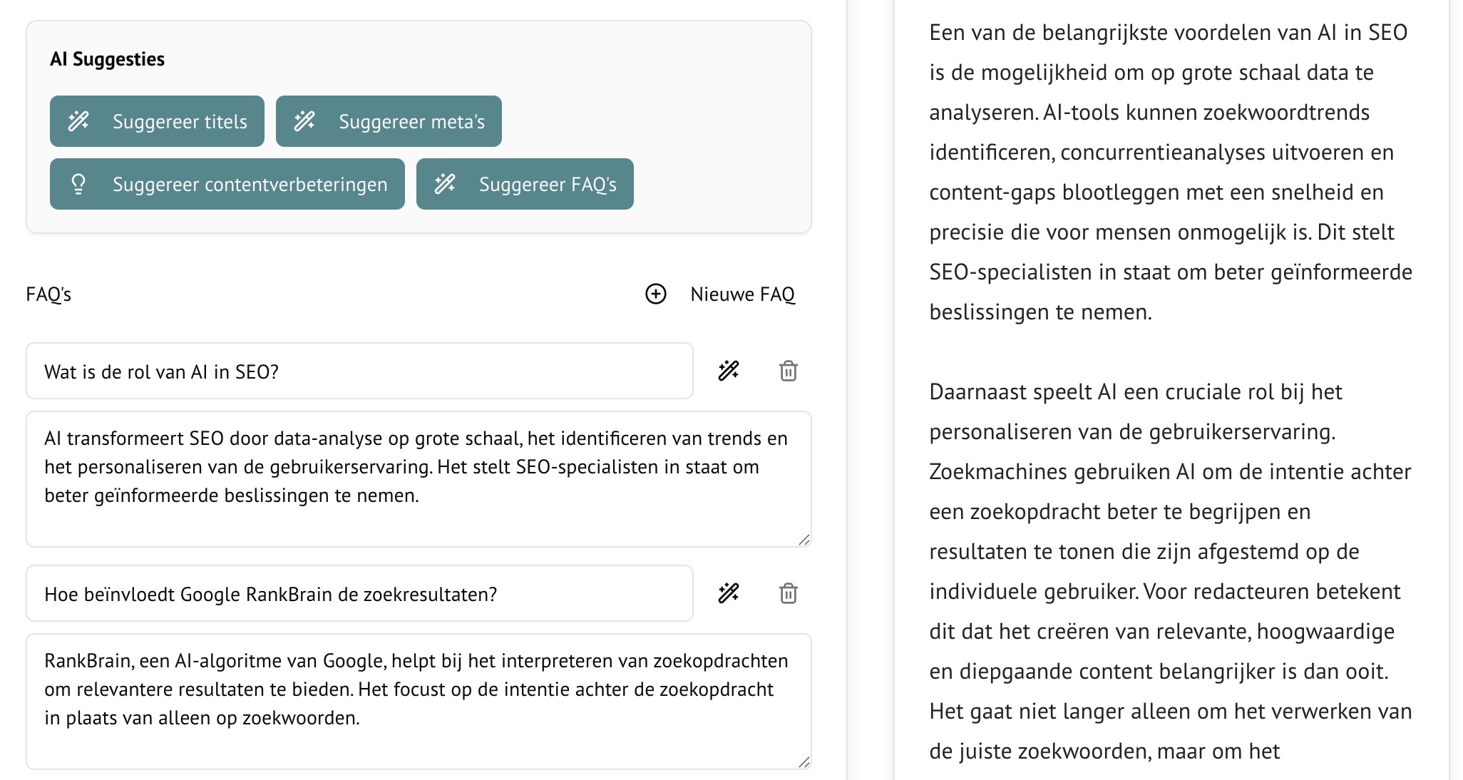 FAQ detection screenshot