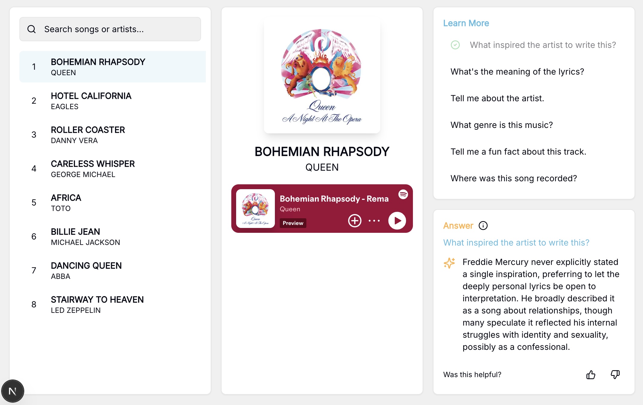 Classification screenshot